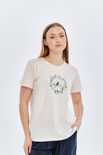 Resim Viole&More Kadın T-Shirt Yk23 Kuş Baskılı