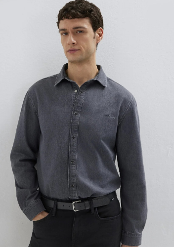 Resim Mavi Roy Erkek Jean Gömlek M0210496-A2097