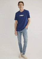 Resim M067153-70722 Mavi Miav Baskılı Erkek T-Shirt