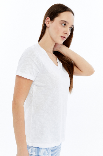 Resim Viole&More 1002 Flamlı  V Yaka Kadın T-shirt