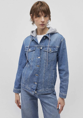 Resim Mavi Karla Kadın Jean Ceket M110154-85296