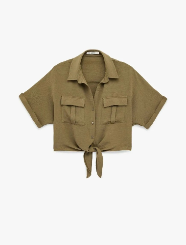 Resim Koton Kadın Kısa Kol Gömlek 6SAL60005IW