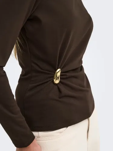 Resim Only Onlelena L/S Boatneck Metal Top Jrs Noos Kadın T-shirt 15380314