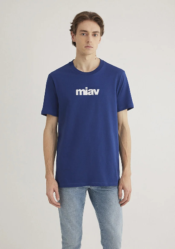 Resim Mavi Miav Baskılı Erkek T-Shirt M067153-70722