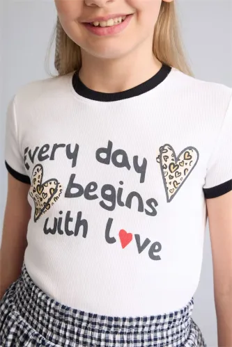 Resim Defacto Kız Çocuk T-shirt H8189A8/WT34