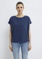 Resim Mavi Kısa Kol Kadın T-Shirt M167245-70487