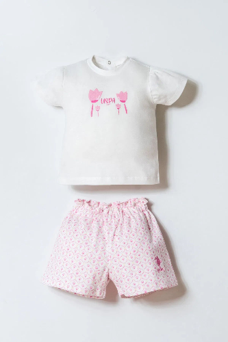 Resim U.S. Polo Assn Bebek Kız Bebek Şort Takım Usb3019