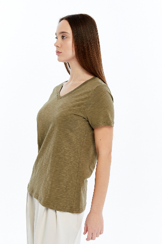 Resim Viole&More 1002 Flamlı  V Yaka Kadın T-shirt