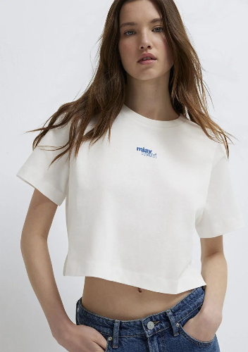 Resim Mavi Baskılı Kadın T-shirt M1614091-70057