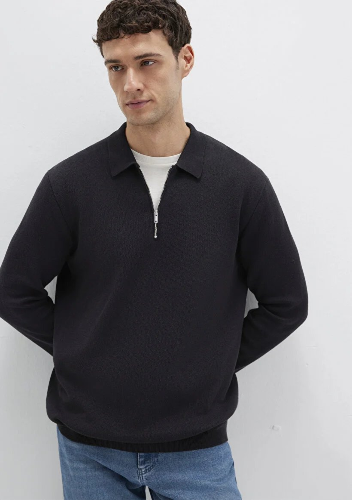 Resim Mavi Half Zip Erkek Kazak M0710337-900
