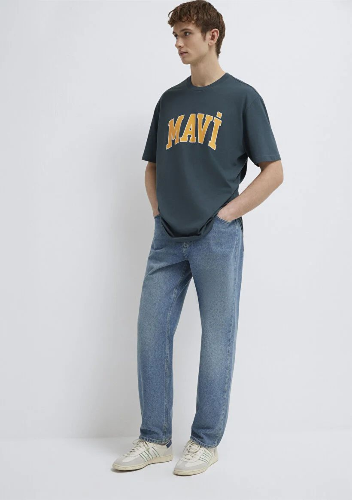 Resim Mavi Logo Tişört Yosun Yeşili Erkek T-Shirt M0611711-71598