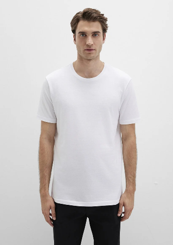 Resim Mavi Beyaz Erkek T-Shirt M065574-620