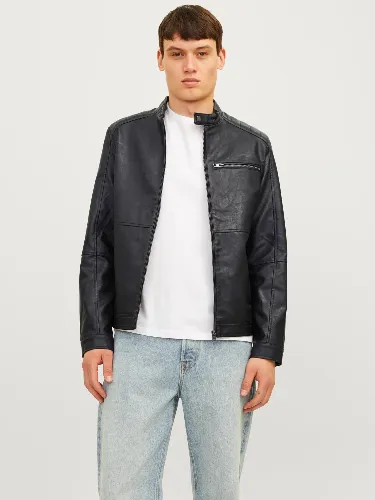 Resim Jack & Jones Jjedylan Pu Bıker Jacket Noos Erkek Deri Mont  ve Ceket 12261196