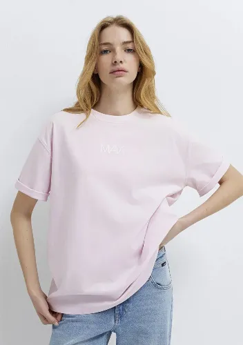 Resim Mavi Baskılı Kadın T-shirt M1613884-70513