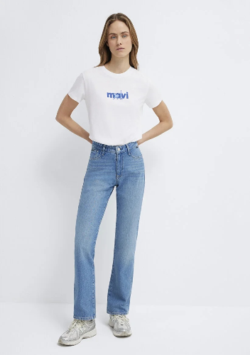 Resim Mavi Baskılı Kadın T-Shirt M1613287-620