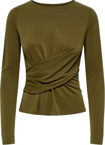 Resim Only Onlfree L/S O-Neck Drapıng Top Jrs Kadın T-shirt 15380710