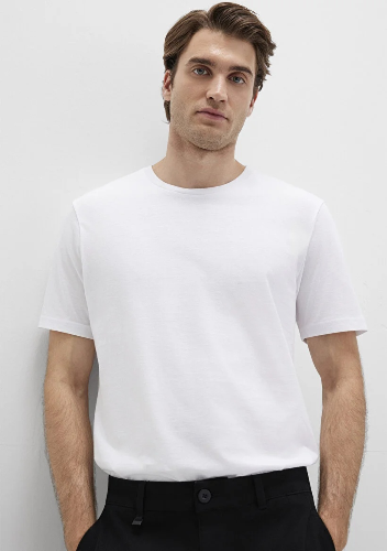 Resim Mavi Beyaz Erkek T-Shirt M065574-620