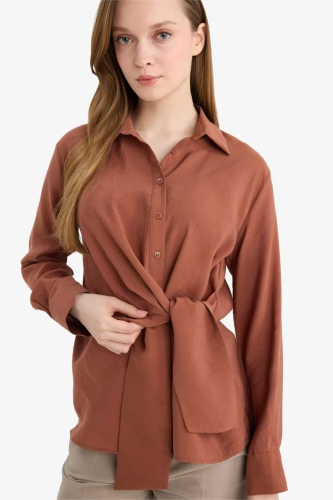 Resim Defacto Kadın Uzun Kol Gömlek G9131AX/BN312