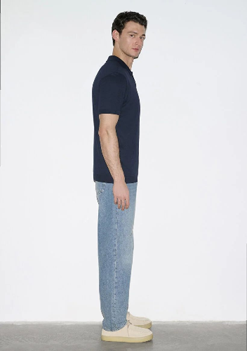 Resim Mavi Polo Yaka Erkek T-shirt M0613163-83699