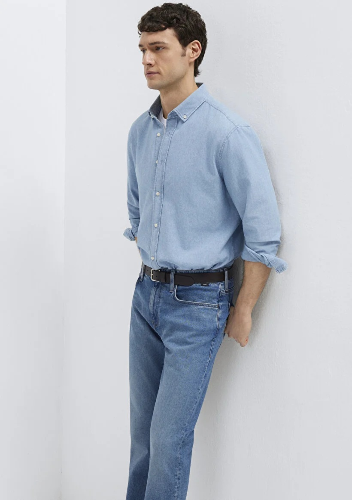 Resim Mavi Erkek Uzun Kol  Gömlek M0211977-70730