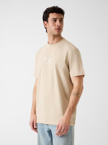 Resim Guess Logo Contrast Stıt Guess  Erkek  T-shirt M6GI16K3032-G1FG Cn Ss