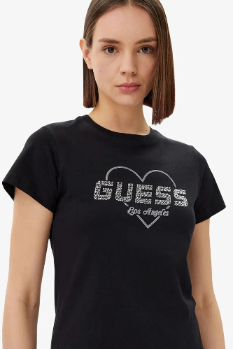 Resim Guess Athleisure  Kadın  T-shirt V5GI10K9RM1-JBLK Narcıso Cn T-Shırt