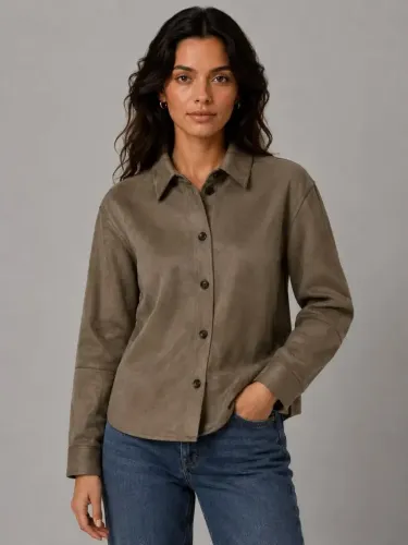Resim Only Onlındı-Mıra L/S Faux Suede Shırt Cc Pnt Kadın Gömlek 15376860