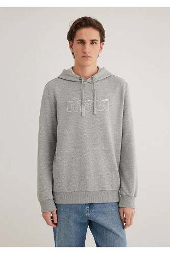 Resim Mavi Logo Kapüşonlu Erkek Sweat M065606-28387