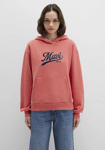 Resim Mavi Kapüşonlu Kadın Sweatshirt M1S10420-71076