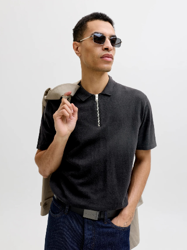 Resim Jack & Jones Jjeemıl Knıt Zıp Polo Ss Sn Erkek Gömlek 12288260