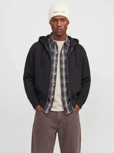 Resim Jack & Jones Jorsalamanco Structure Sweat Zıp Hood Erkek Sweat 12303071