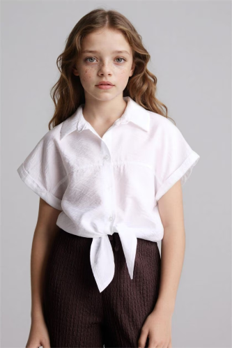 Resim Defacto Kız Çocuk Kısa Kol Gömlek H1519A8/WT34