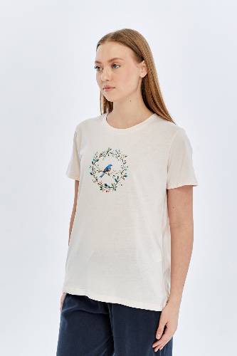 Resim Viole&More Kadın T-Shirt Yk23 Kuş Baskılı