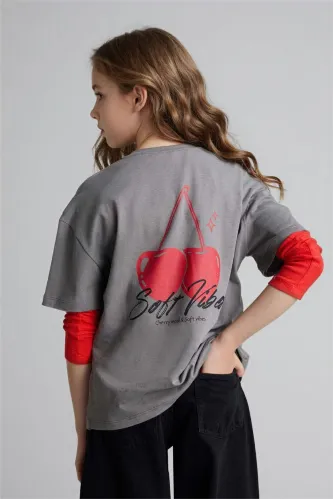 Resim Defacto Kız Çocuk T-shirt H5033A8/GR83