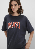 Resim Mavi Baskılı Kadın T-shirt M1600843-82185