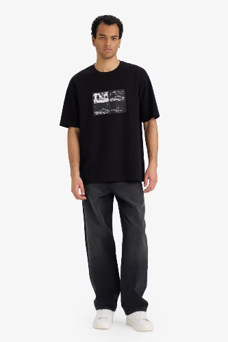 Resim Defacto Erkek T-shirt F9688AX/BK81