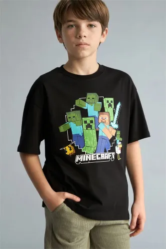Resim Defacto Erkek Çocuk T-shirt H3512A8/BK81