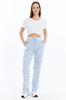 Resim Viole&More Kadın Kanvas Pantolon 2497 Çizgili