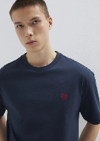 Resim Mavi Erkek T-Shirt M067074-33207 Logo Nakışlı