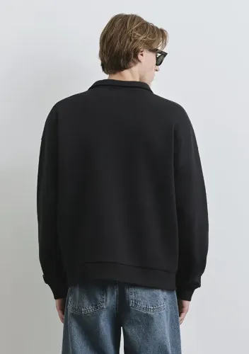 Resim Mavi Yarım Fermuarlı Erkek Sweat M0S10208-900