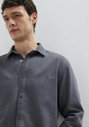 Resim Mavi Roy Erkek Jean Gömlek M0210496-A2097