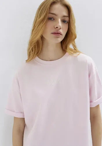 Resim Mavi Baskılı Kadın T-shirt M1613884-70513