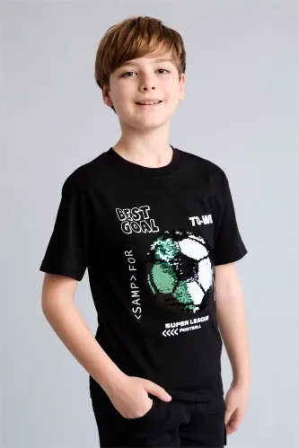 Resim Defacto Erkek Çocuk T-shirt H6386A8/BK81