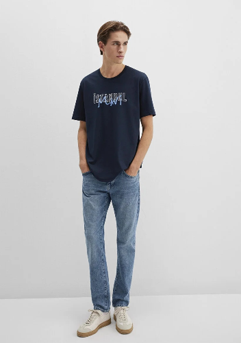 Resim Mavi İstanbul Baskılı Erkek T-Shirt M067114-34319