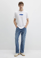 Resim Mavi Miav Baskılı Erkek T-Shirt M067153-620