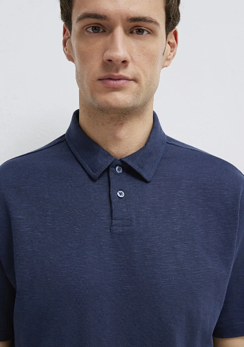 Resim Mavi Polo Yaka Erkek T-shirt M0613152-70490