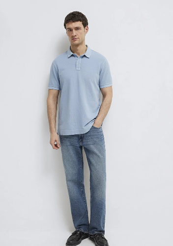 Resim Mavi Polo Yaka Erkek T-shirt M0613151-70829