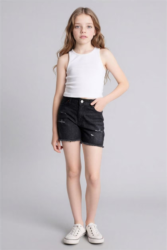 Resim Defacto Kız Çocuk Kot&Kanvas Şort D7106A8/NM36