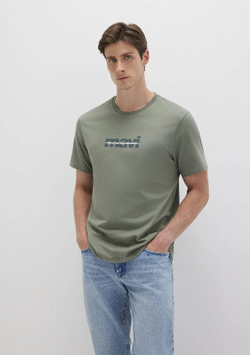 Resim Mavi Baskılı Erkek T-Shirt M0610943-80692