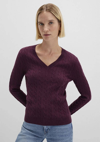 Resim Mavi V Yaka Kadın Kazak M1710340-87830